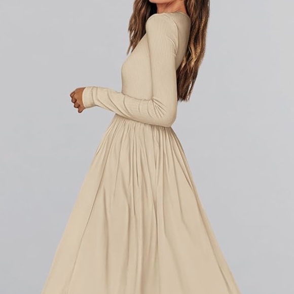 Merokeety Casual Long Sleeve Maxi Dress Pleated Waist 2026 Spring - Picture 3 of 13